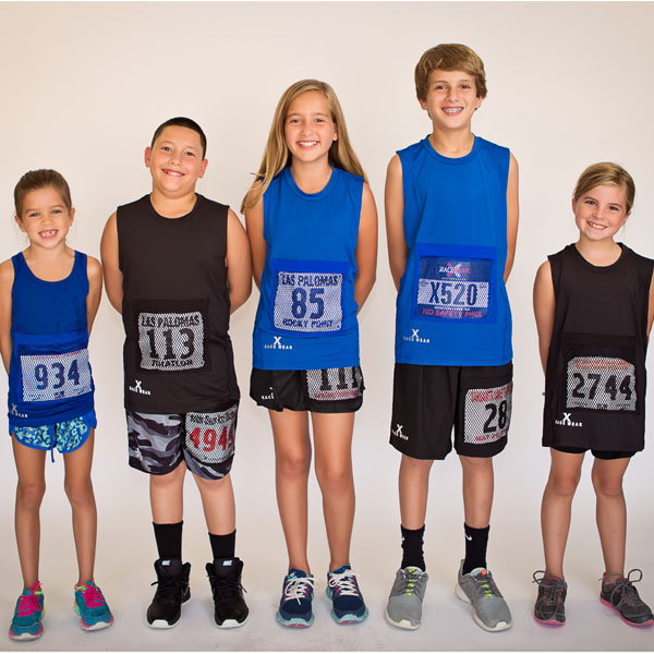 Youth Sleeveless Top with Race Bib Pocket in Bllue